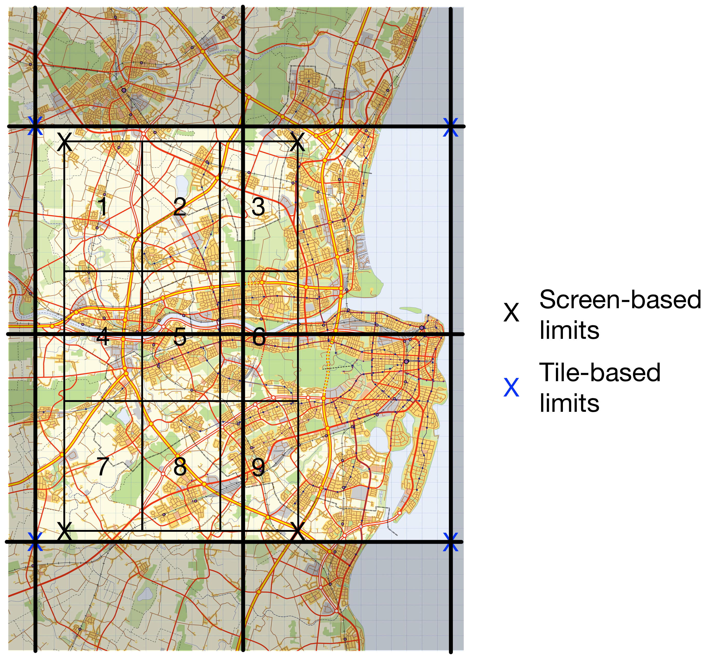 Map Tile-based retrieval bounds